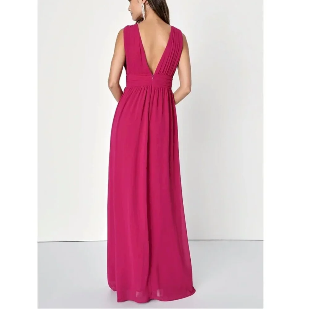 Lulus Heavenly Hues Magenta Maxi Dress Size Small NWOT - Picture 2 of 14